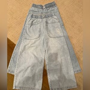 2 pairs Zara girl denim wide legs elastic pants